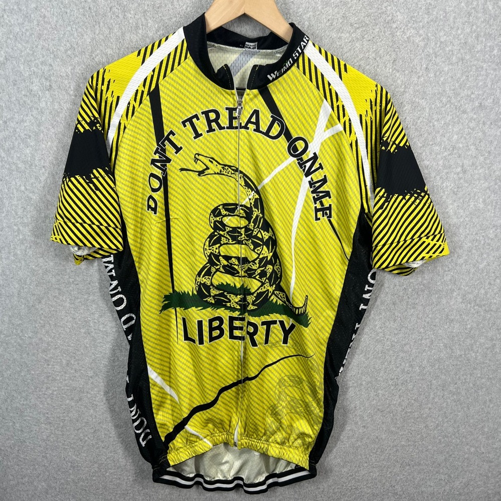 Weimostar Cycling Jersey Mens XL Yellow Gadsden Flag‎ Don't Tread On Me Liberty